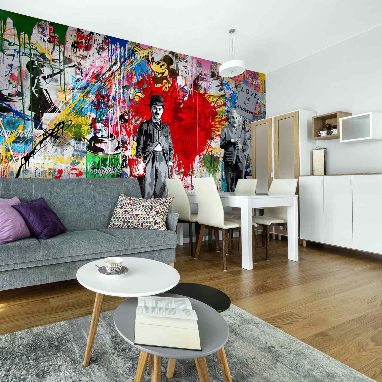 Fototapet charlie chaplin și einstein