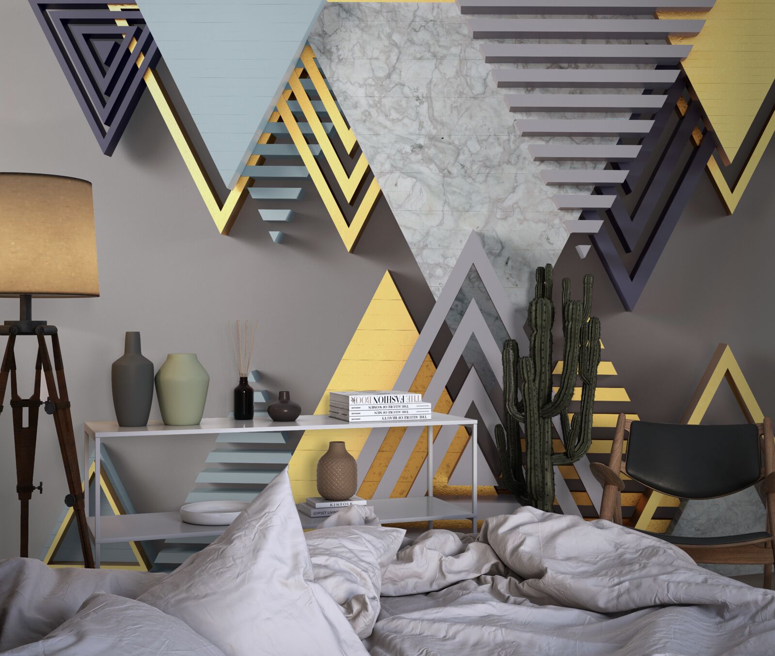 Fototapet diverse triunghiuri în formă și culoare