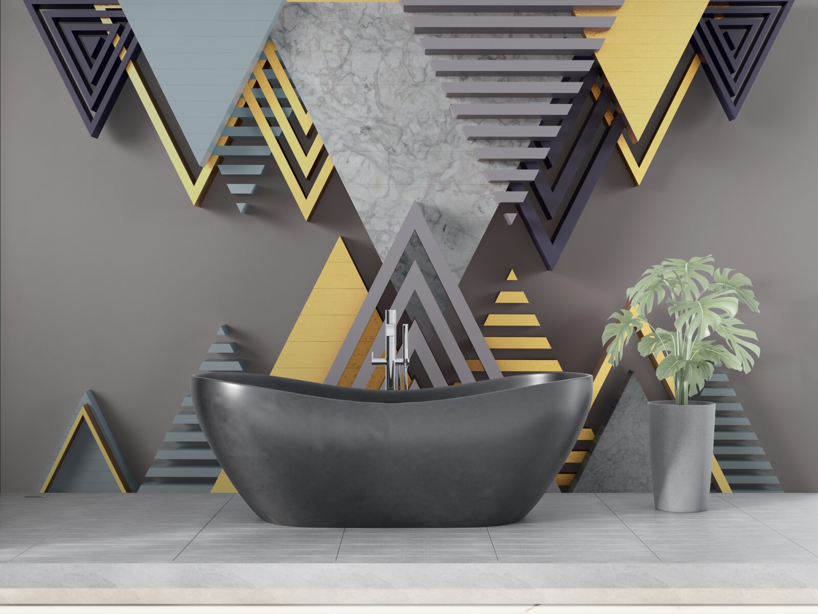 Fototapet diverse triunghiuri în formă și culoare