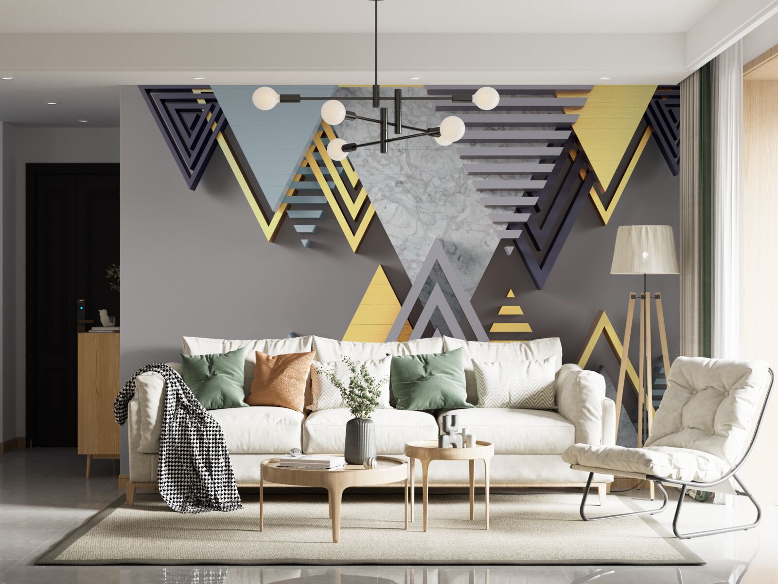 Fototapet diverse triunghiuri în formă și culoare