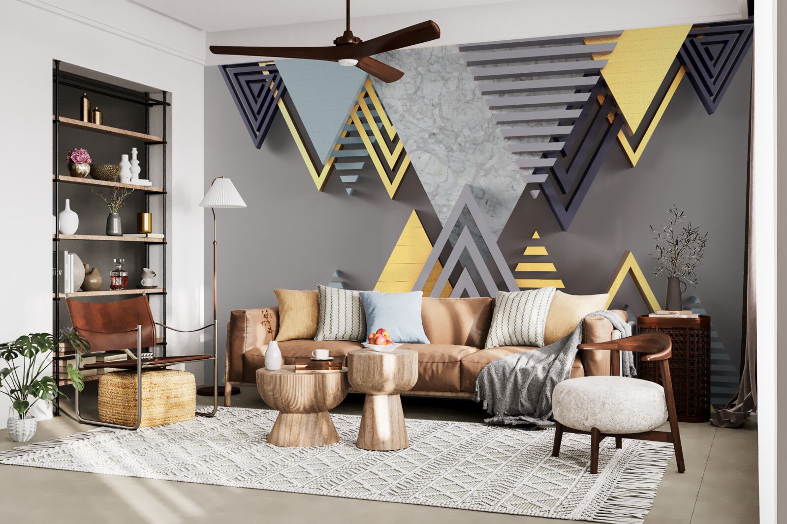 Fototapet diverse triunghiuri în formă și culoare