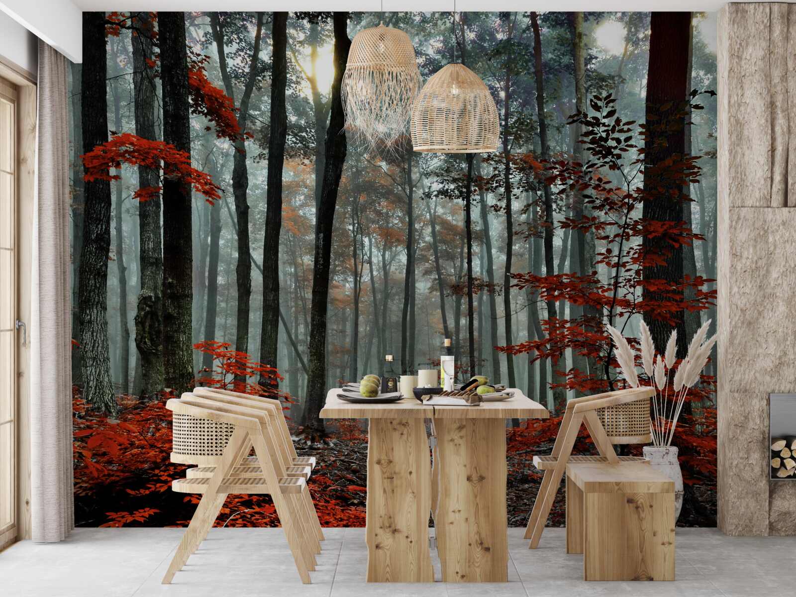 Fototapet pădure fără frunze toamna