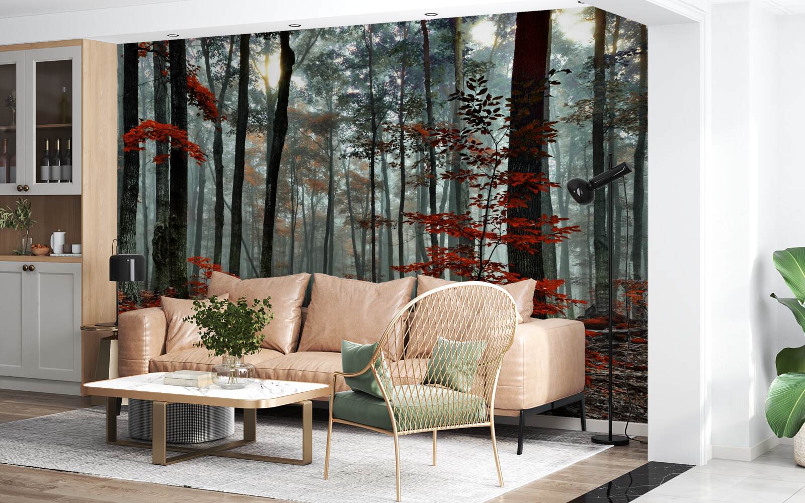 Fototapet pădure fără frunze toamna