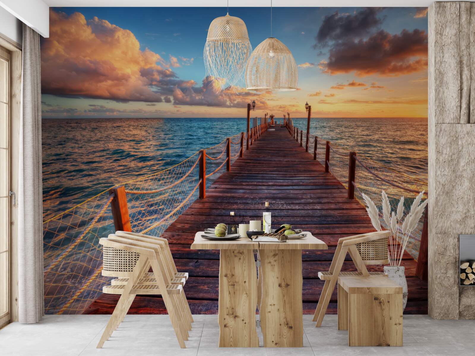 Fototapet un pod care se întinde în mare