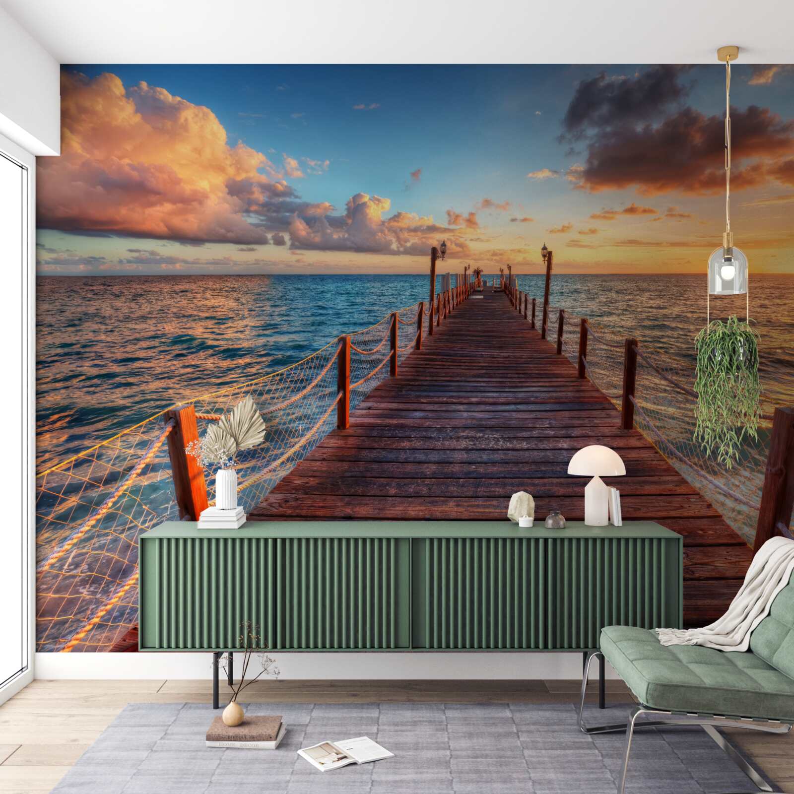 Fototapet un pod care se întinde în mare