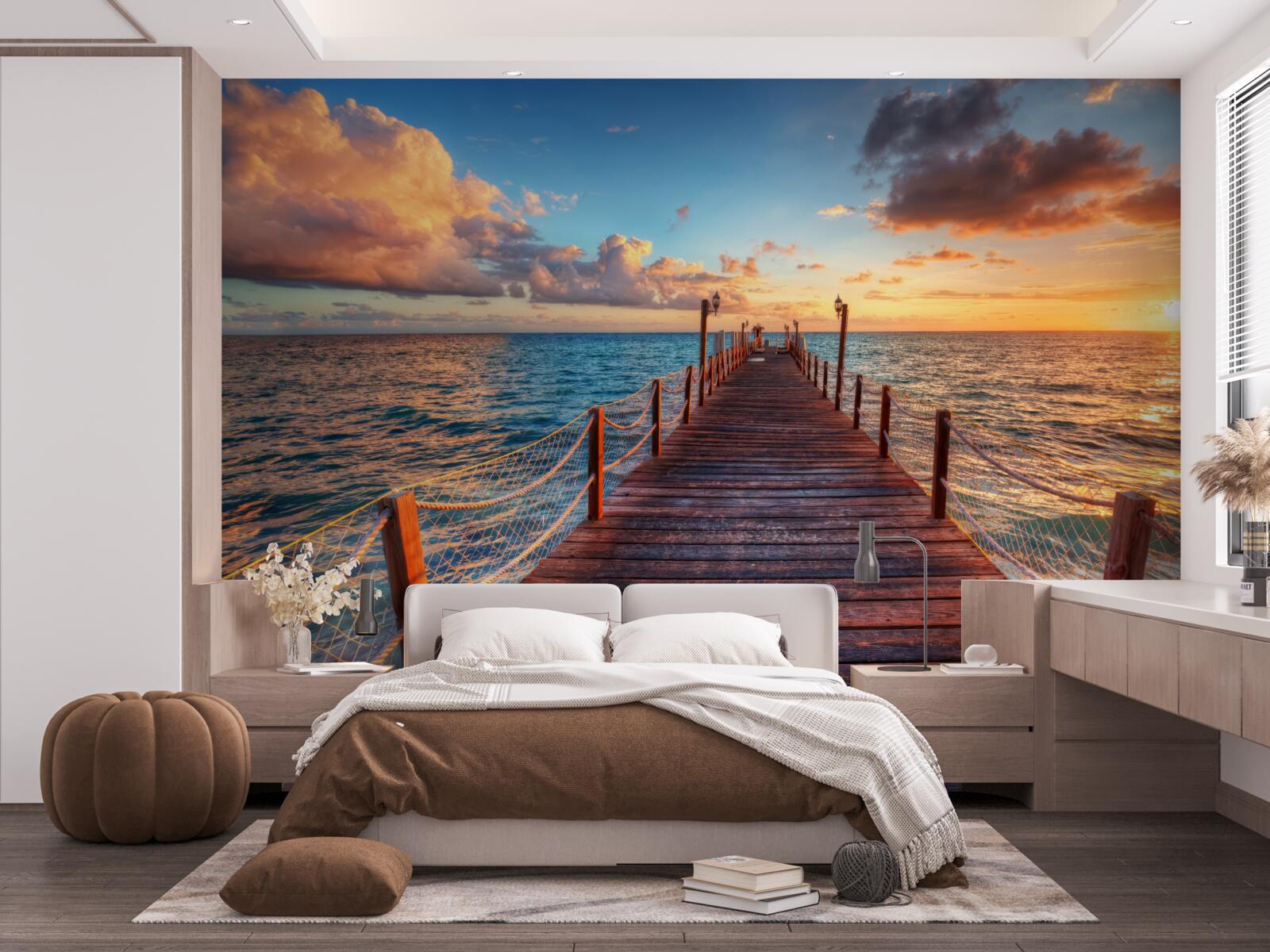 Fototapet un pod care se întinde în mare