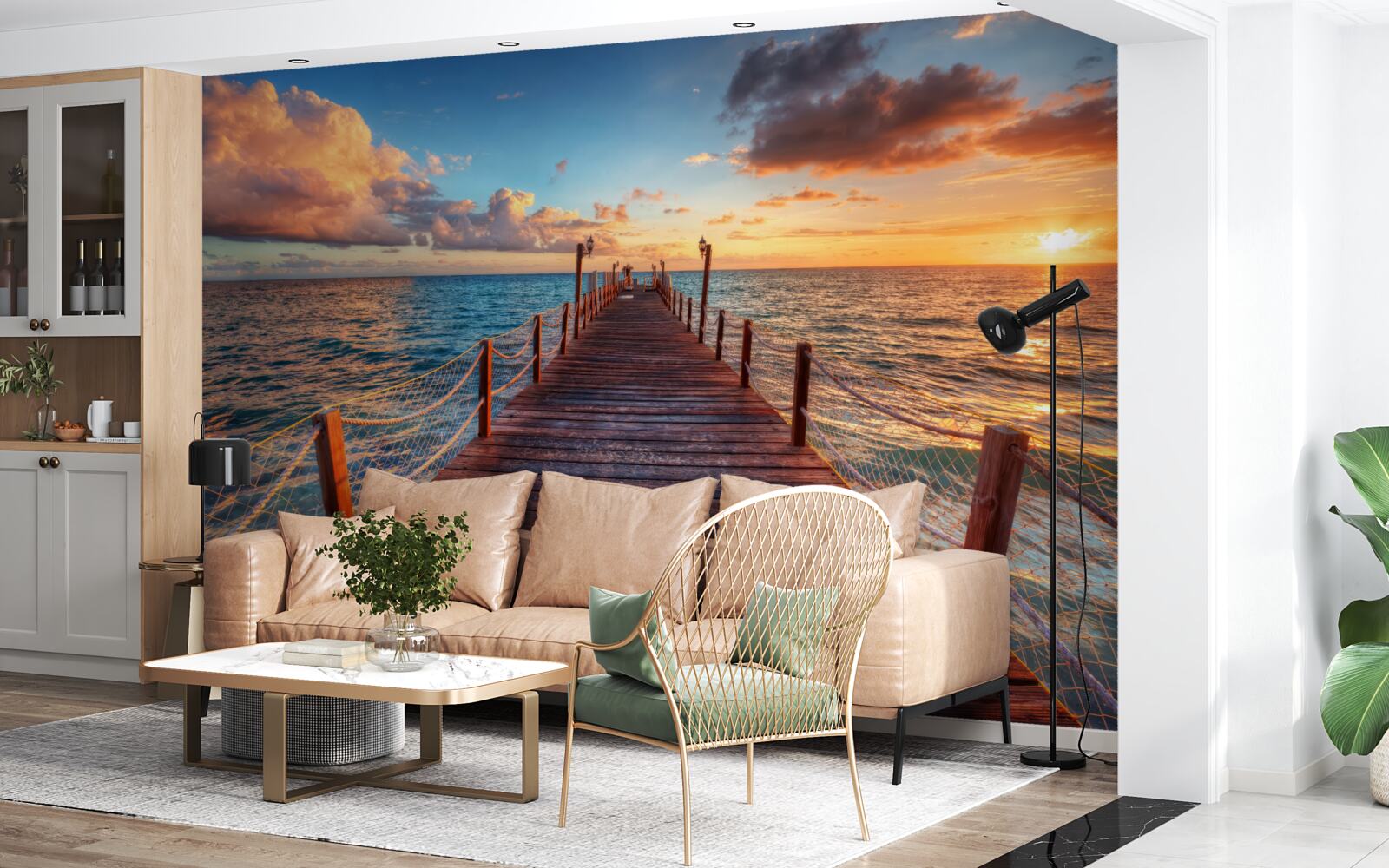 Fototapet un pod care se întinde în mare