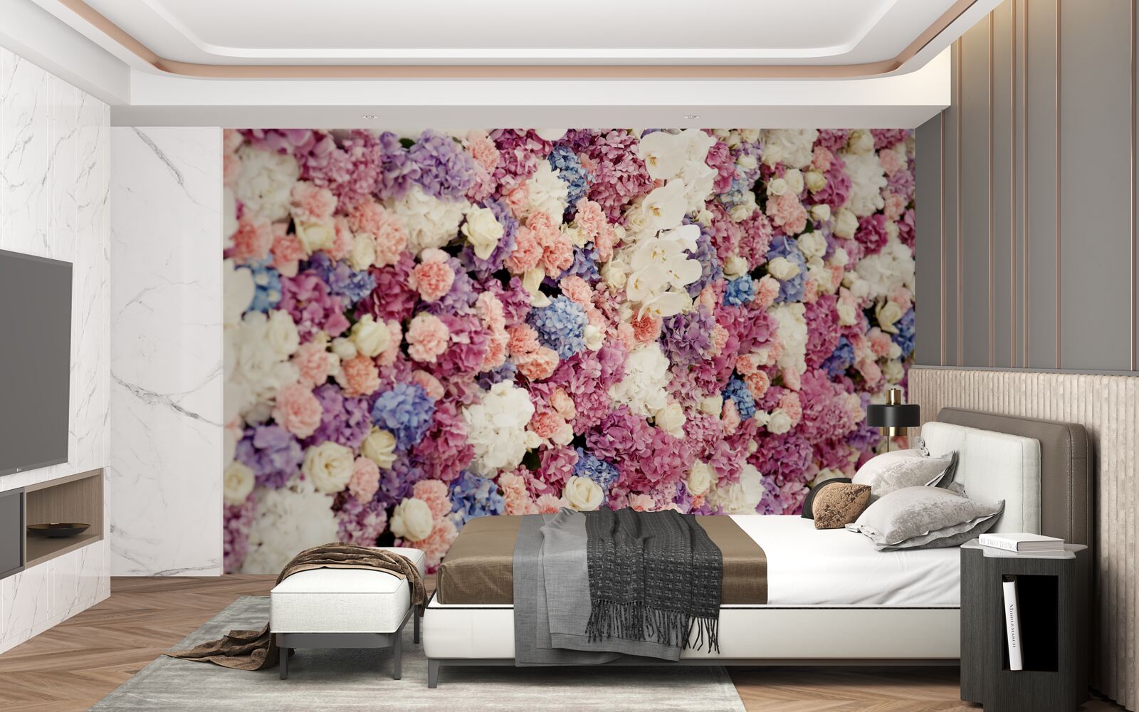 Fototapet fundal de flori multicolore