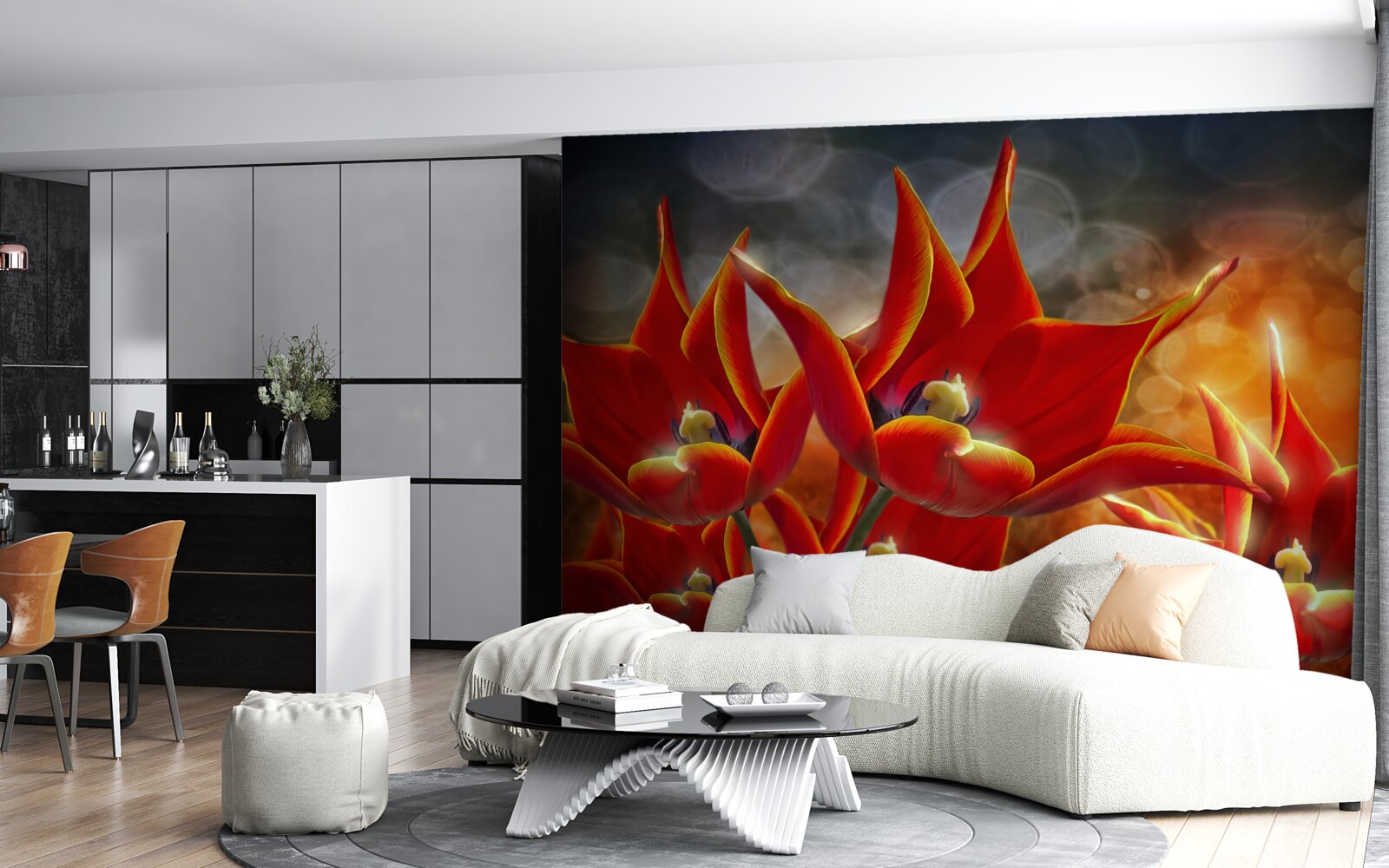 Fototapet flori mari stacojii