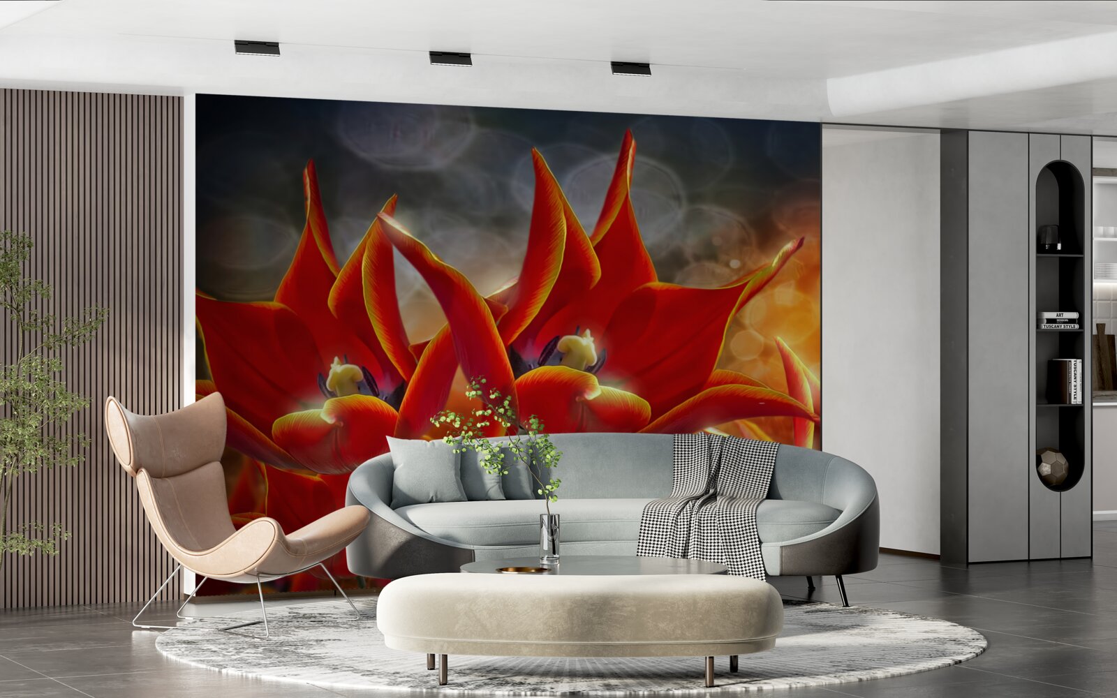 Fototapet flori mari stacojii