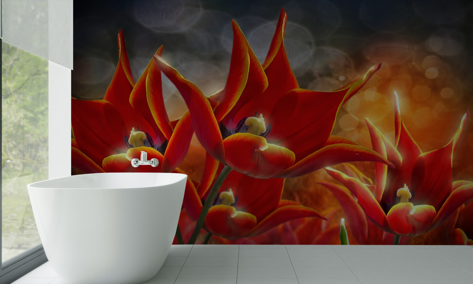 Fototapet flori mari stacojii