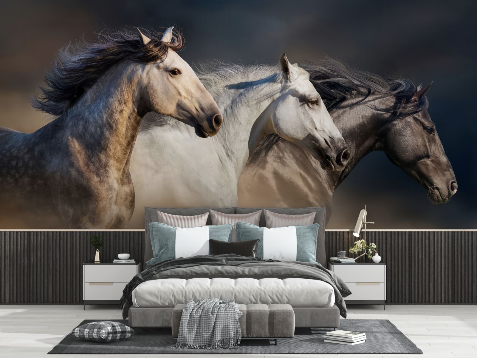 Fototapet trei cai în galop