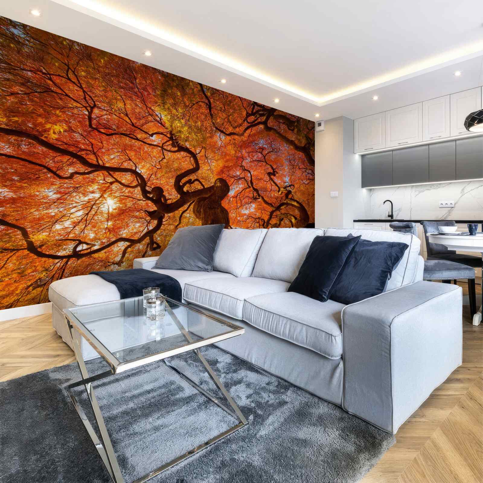 Fototapet Vedere de jos a copacului în toamnă