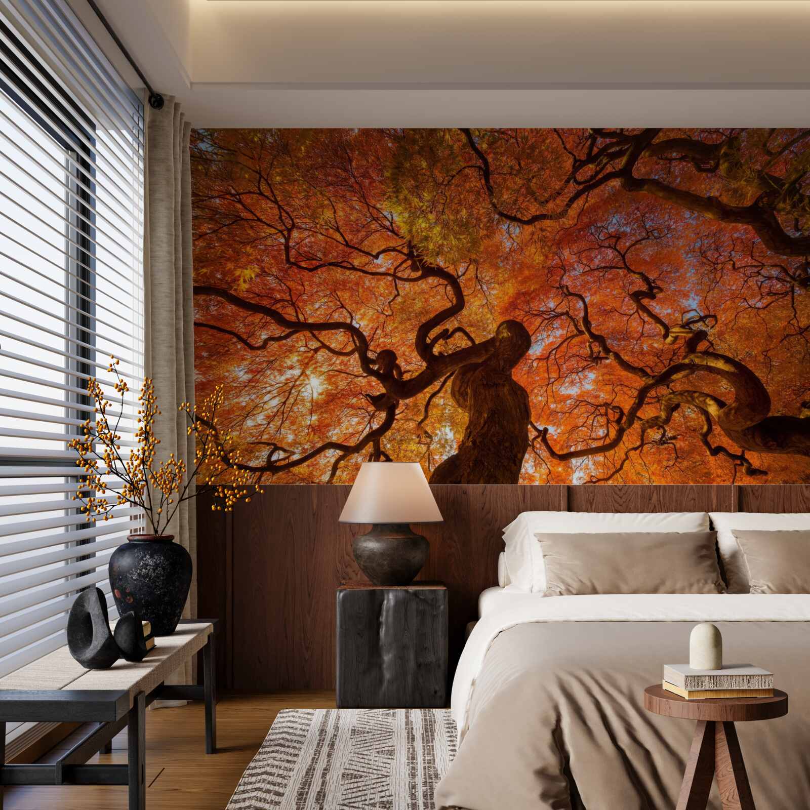 Fototapet Vedere de jos a copacului în toamnă