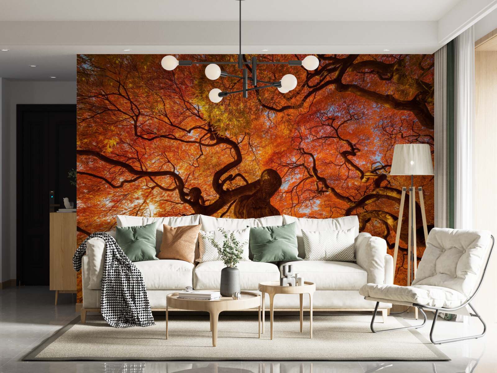 Fototapet Vedere de jos a copacului în toamnă