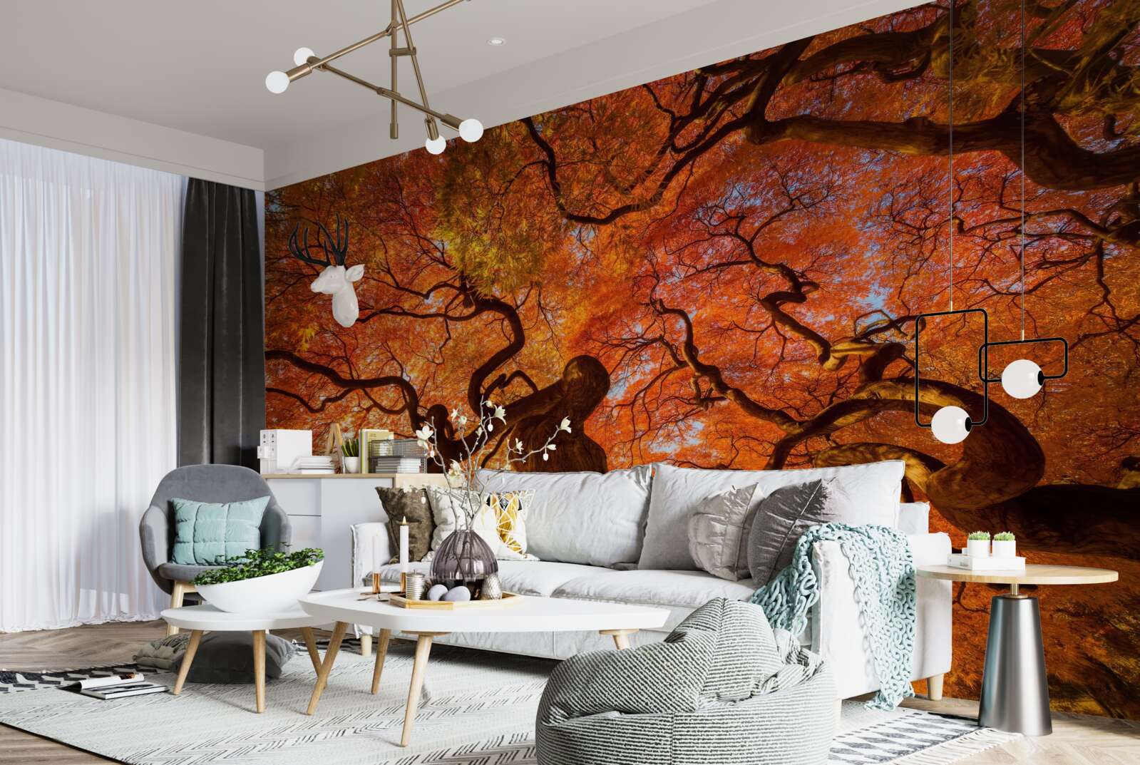 Fototapet Vedere de jos a copacului în toamnă