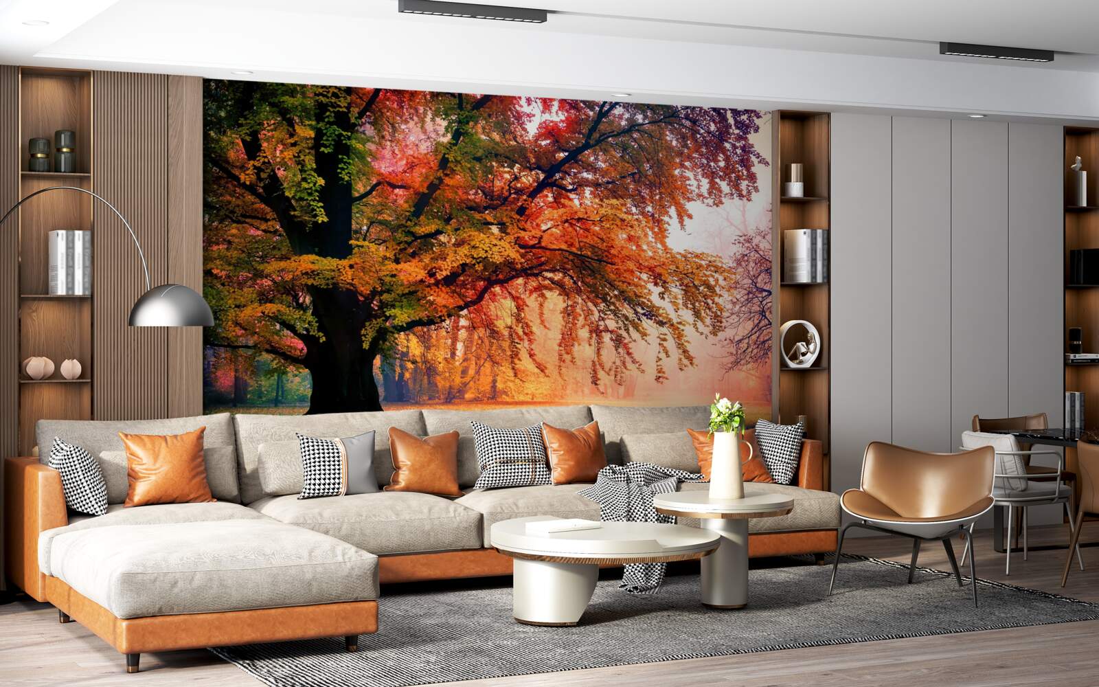 Fototapet pădure învăluită în ceață de toamnă