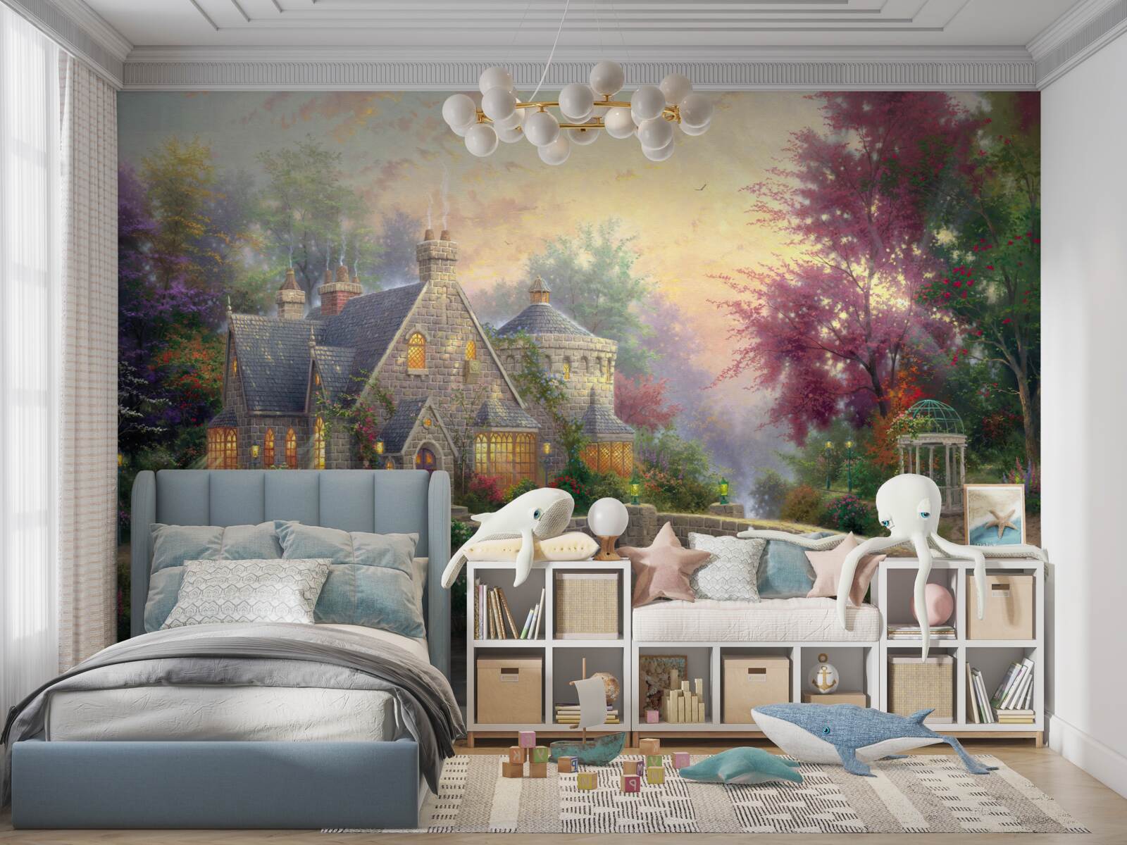 Fototapet clădire cu ferestre iluminate