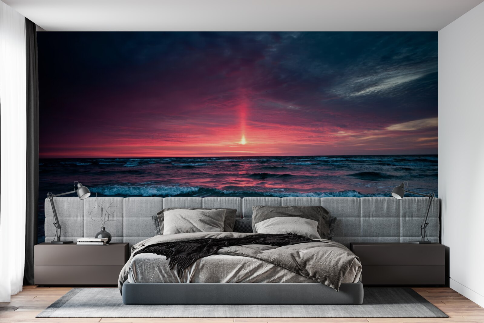 Fototapet soarele apune sub orizontul mării