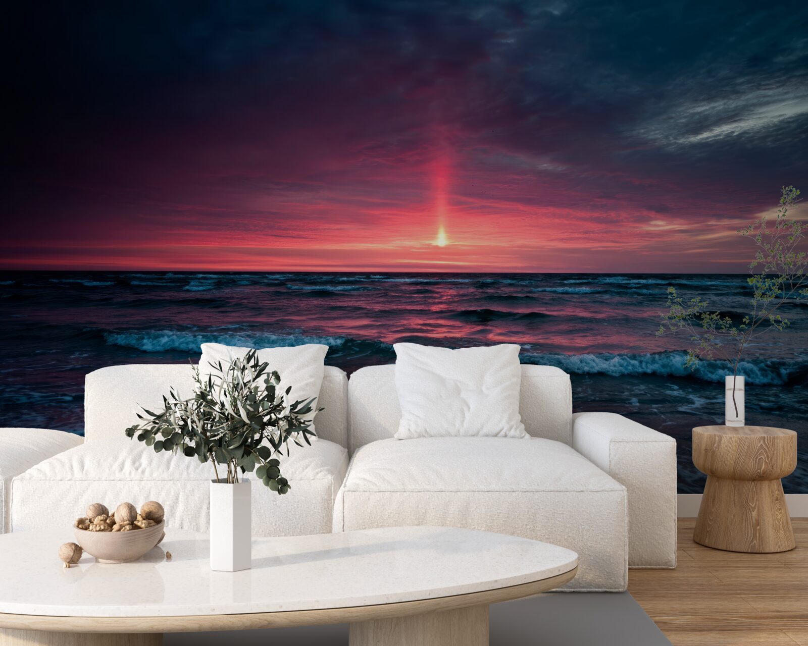 Fototapet soarele apune sub orizontul mării