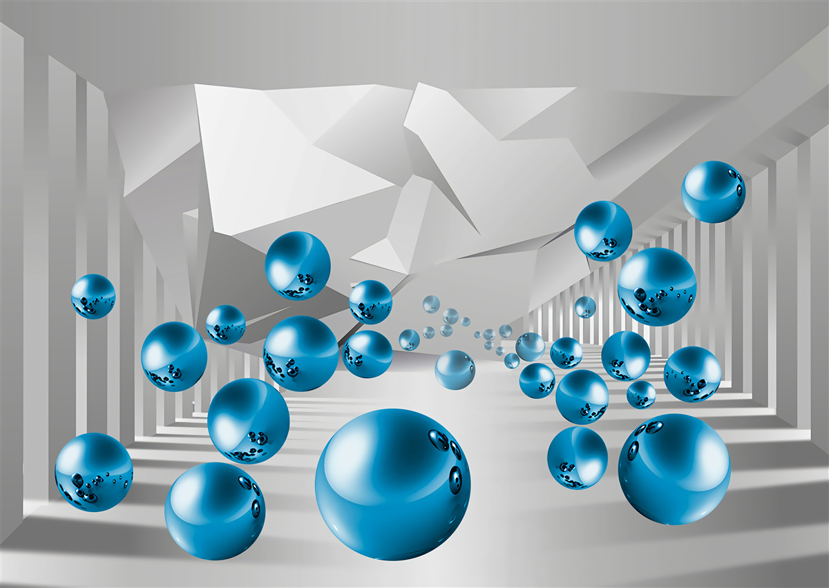 Fototapet bile albastre volumetrice în coridor