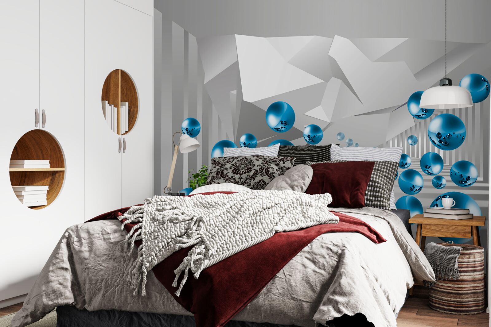 Fototapet bile albastre volumetrice în coridor