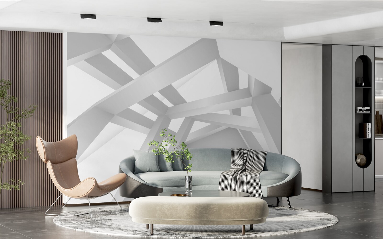 Fototapet compoziție abstractă volumetrică în gri