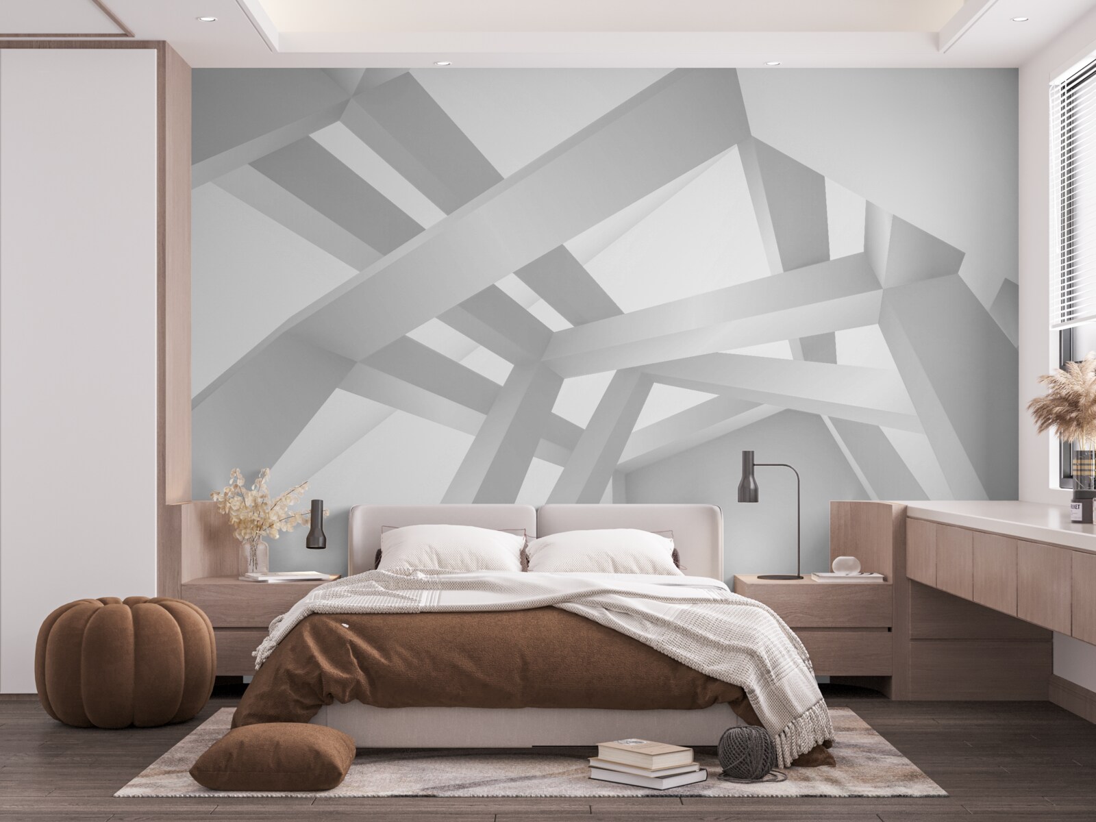 Fototapet compoziție abstractă volumetrică în gri