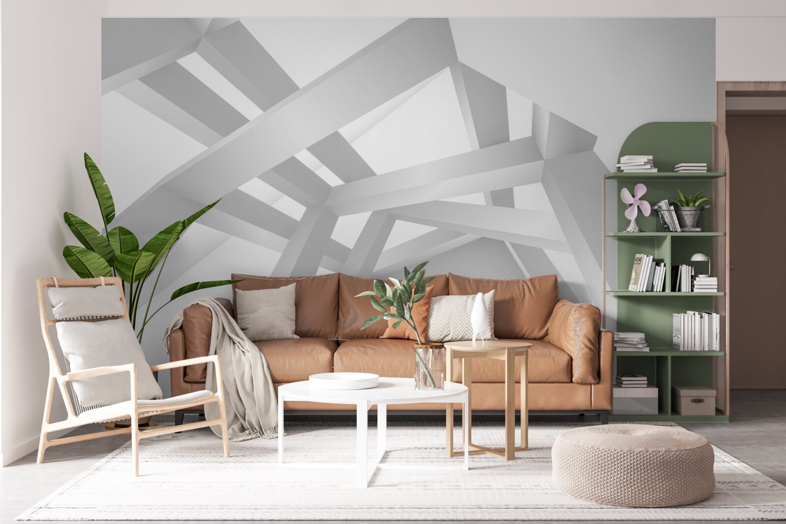 Fototapet compoziție abstractă volumetrică în gri