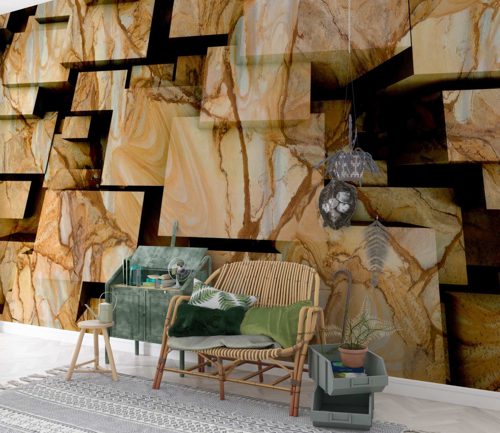 Fototapet pătrate tridimensionale maro