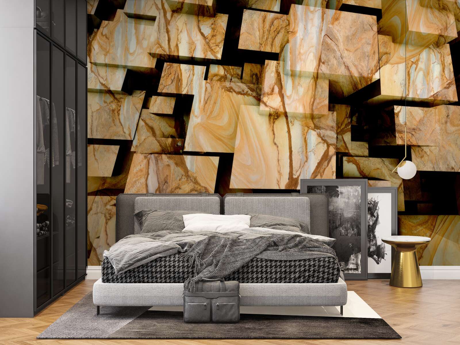 Fototapet pătrate tridimensionale maro