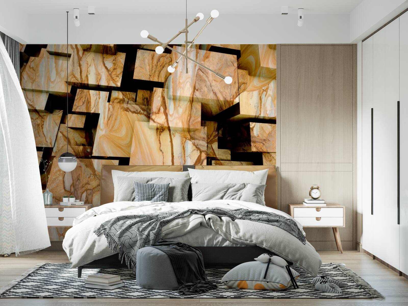 Fototapet pătrate tridimensionale maro