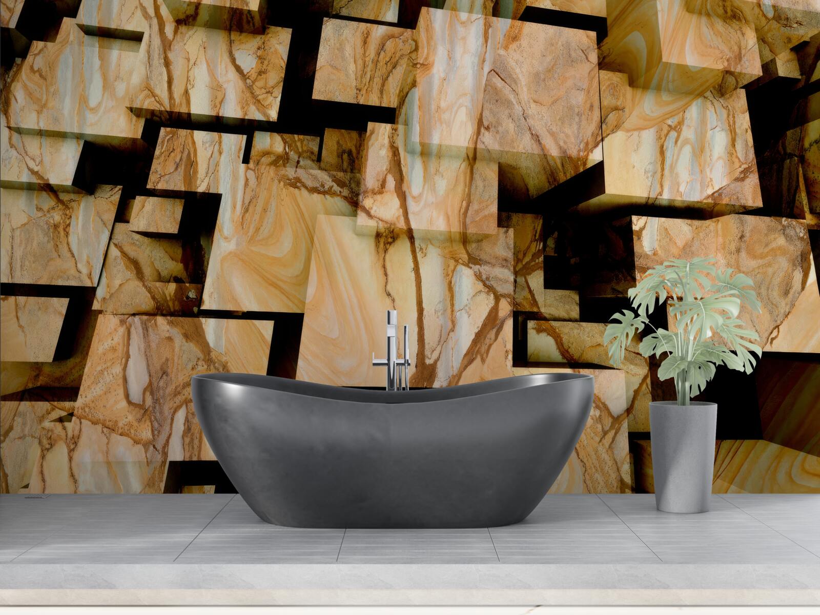 Fototapet pătrate tridimensionale maro