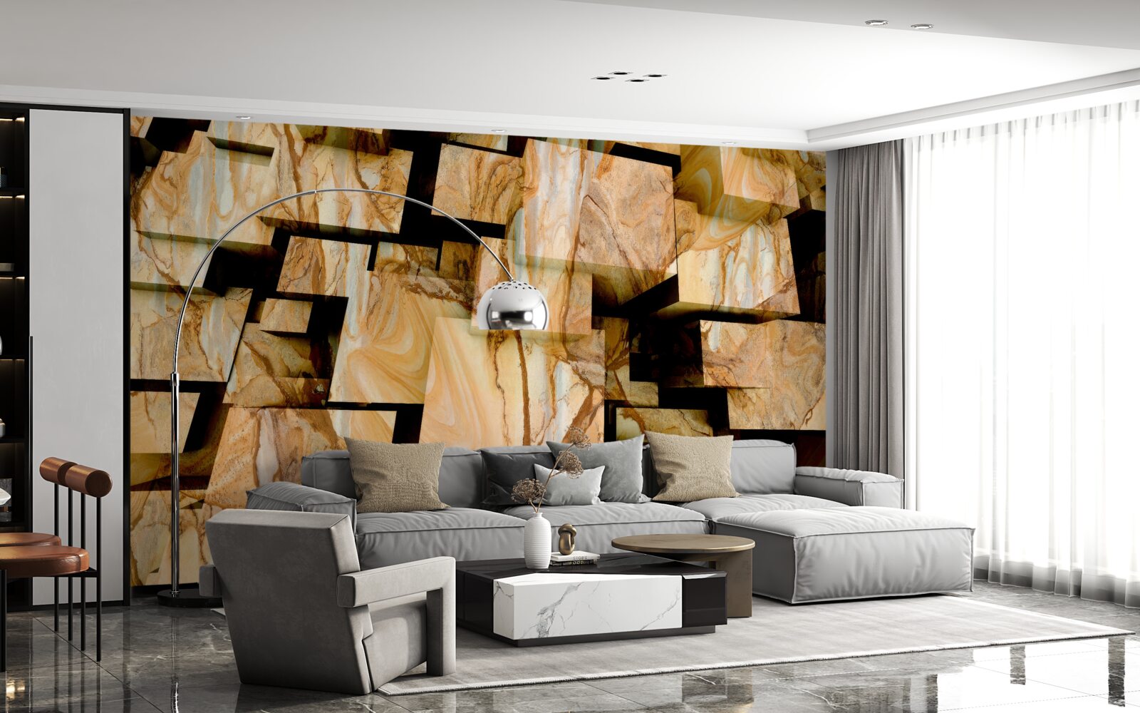 Fototapet pătrate tridimensionale maro