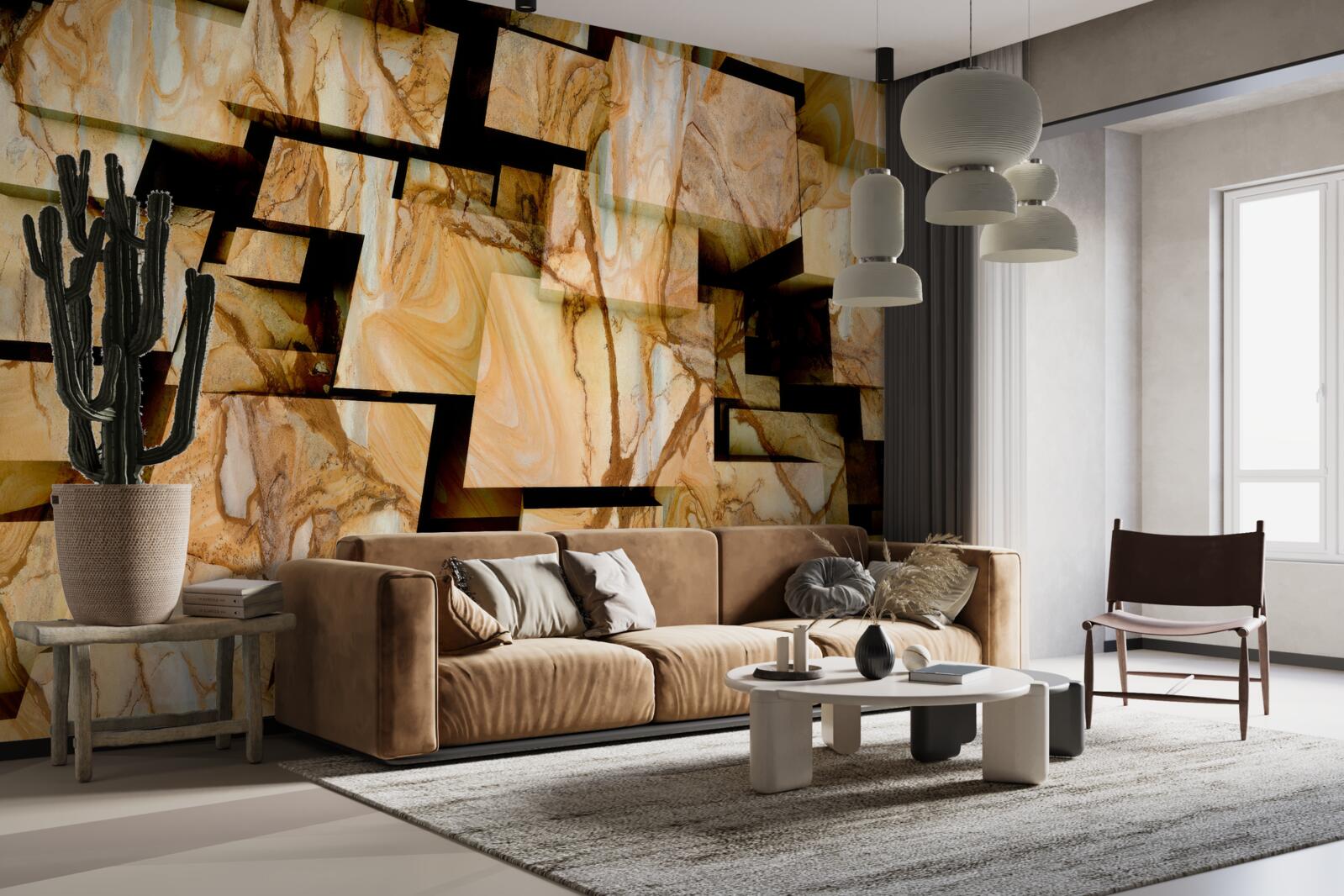 Fototapet pătrate tridimensionale maro