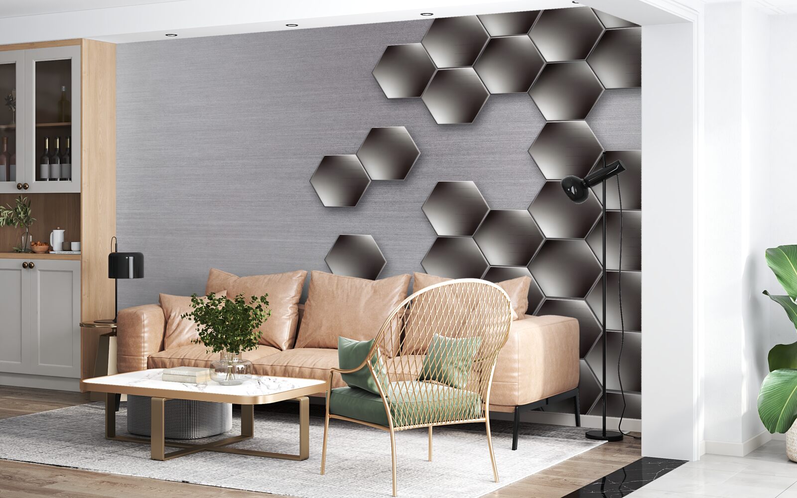 Fototapet hexagoane negre mici