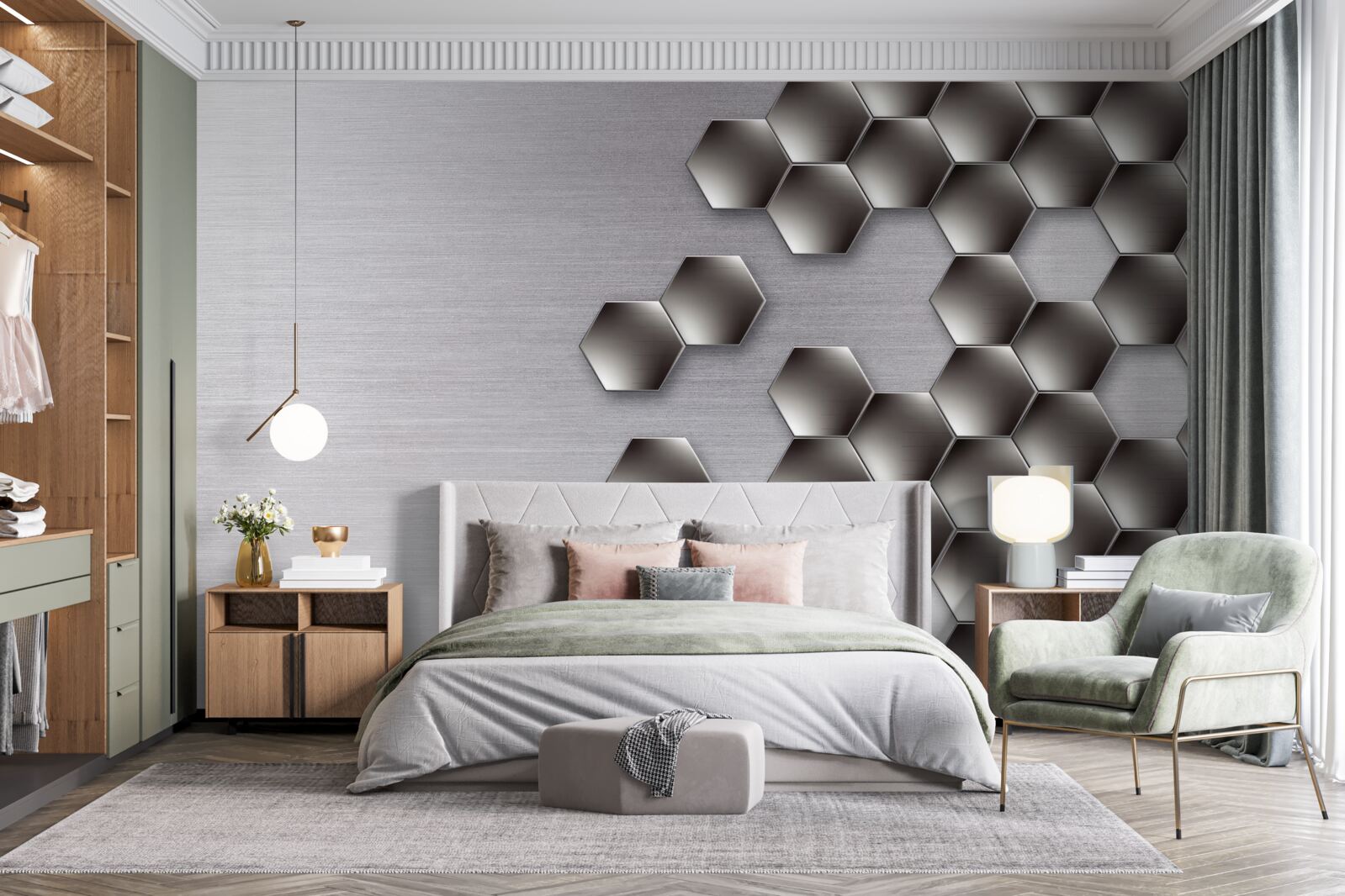 Fototapet hexagoane negre mici