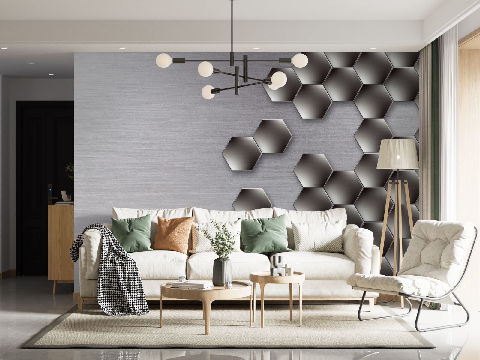 Fototapet hexagoane negre mici