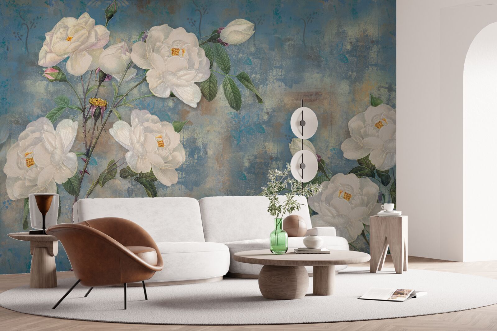 Fototapet trandafiri albi pe ramuri