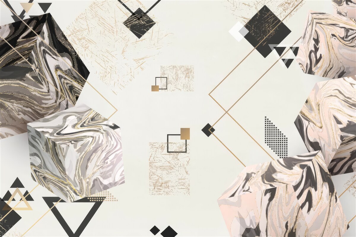 Fototapet cuburi cu dungi cu efect 3d