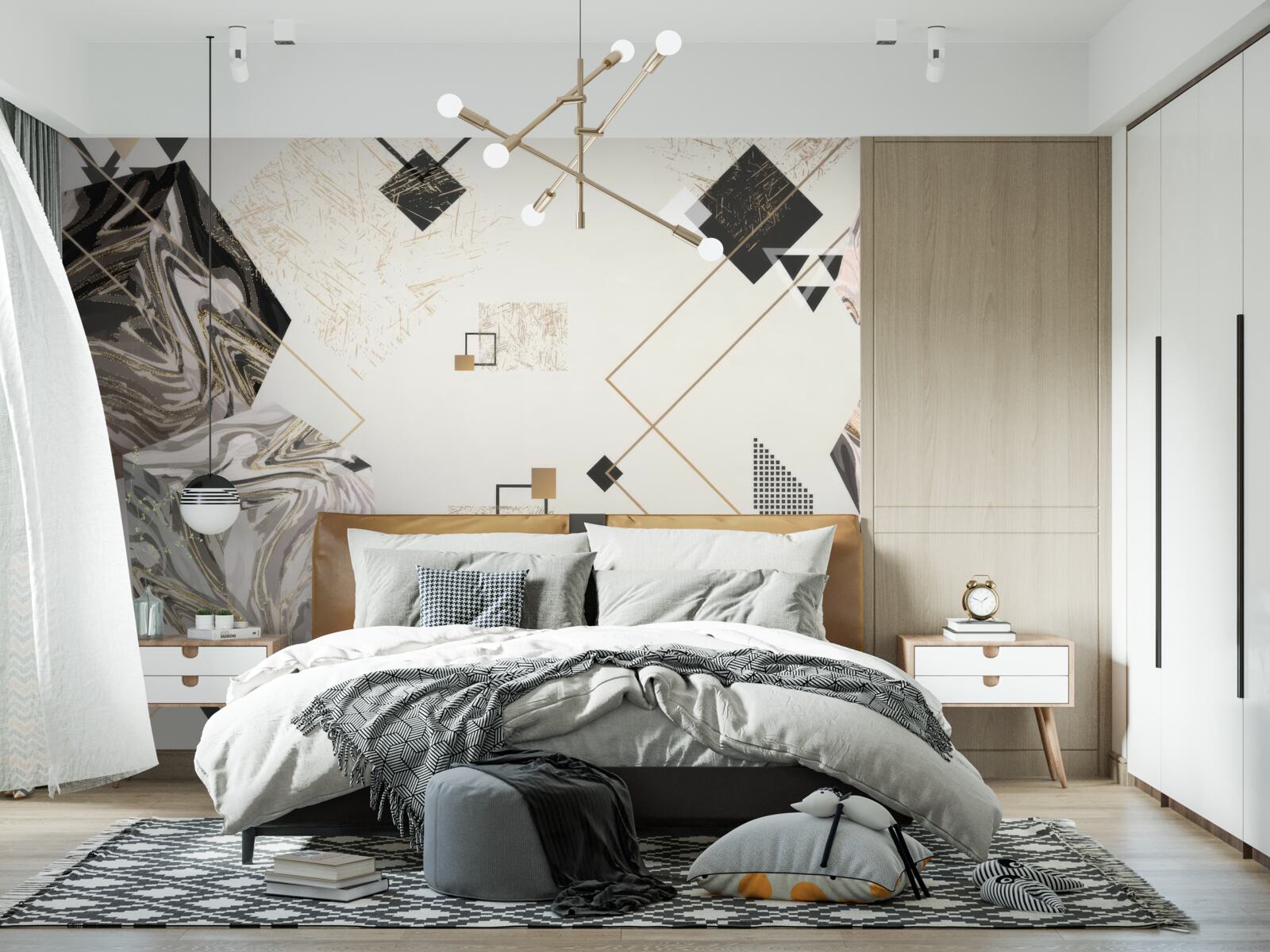 Fototapet cuburi cu dungi cu efect 3d