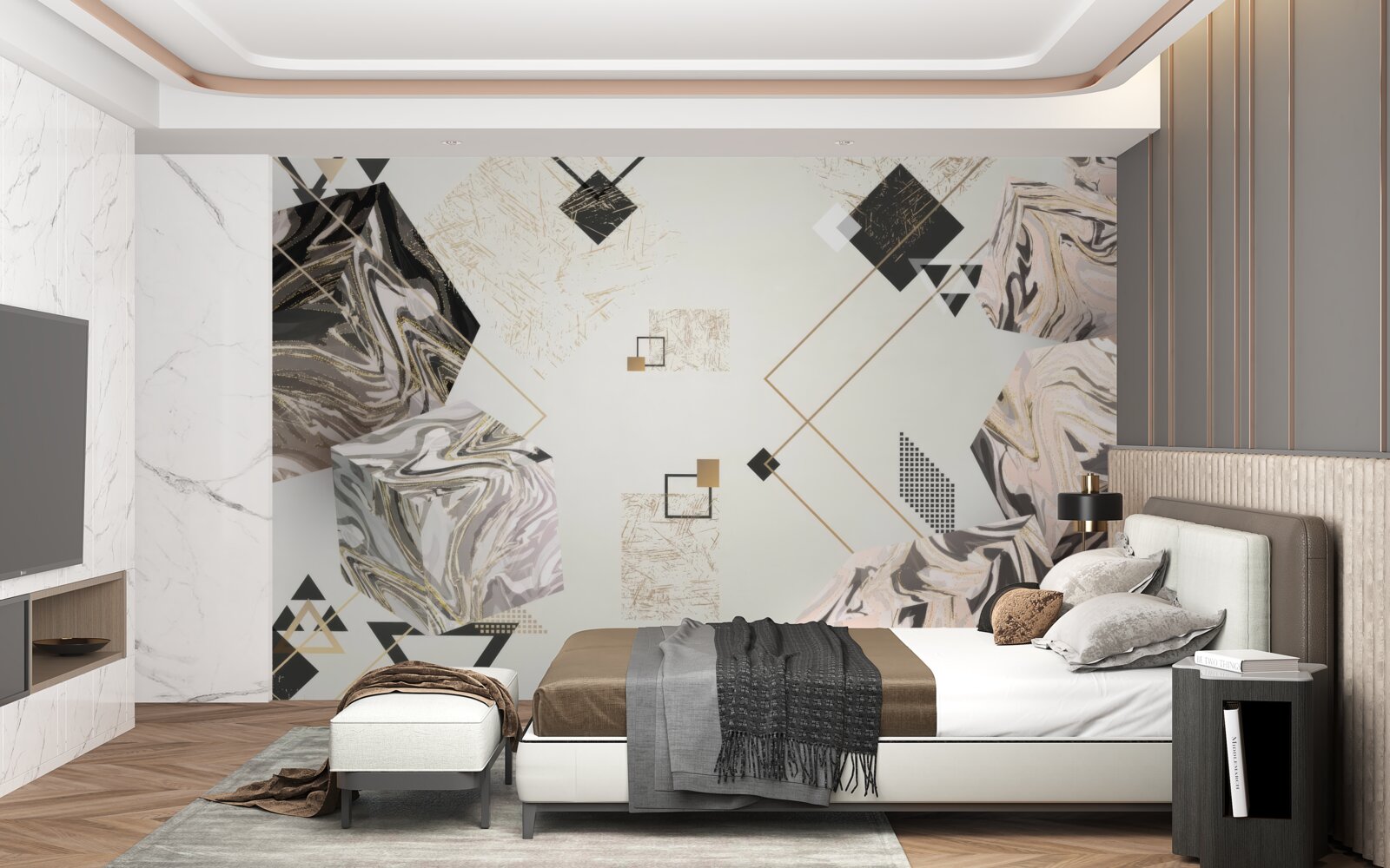 Fototapet cuburi cu dungi cu efect 3d