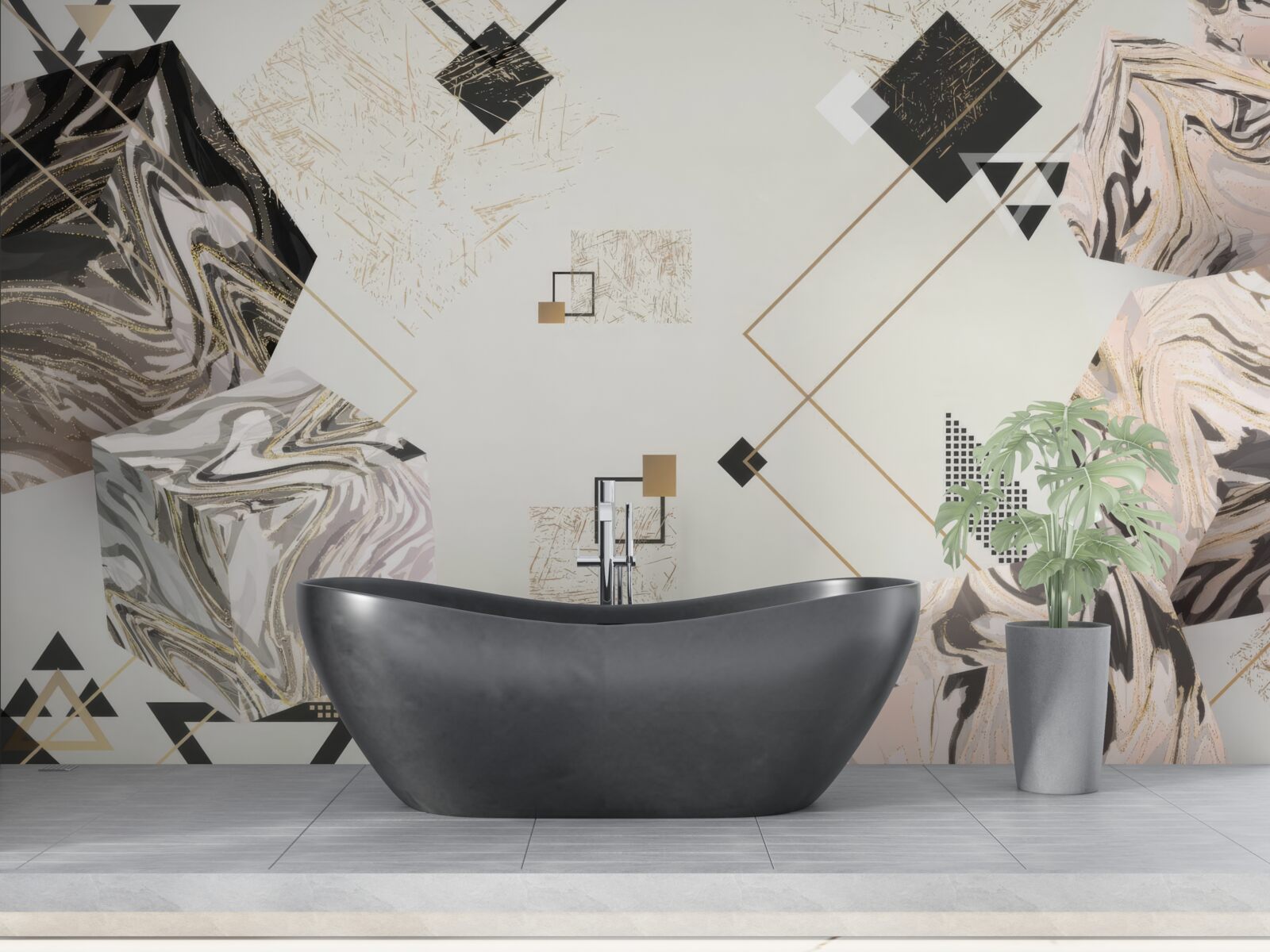 Fototapet cuburi cu dungi cu efect 3d