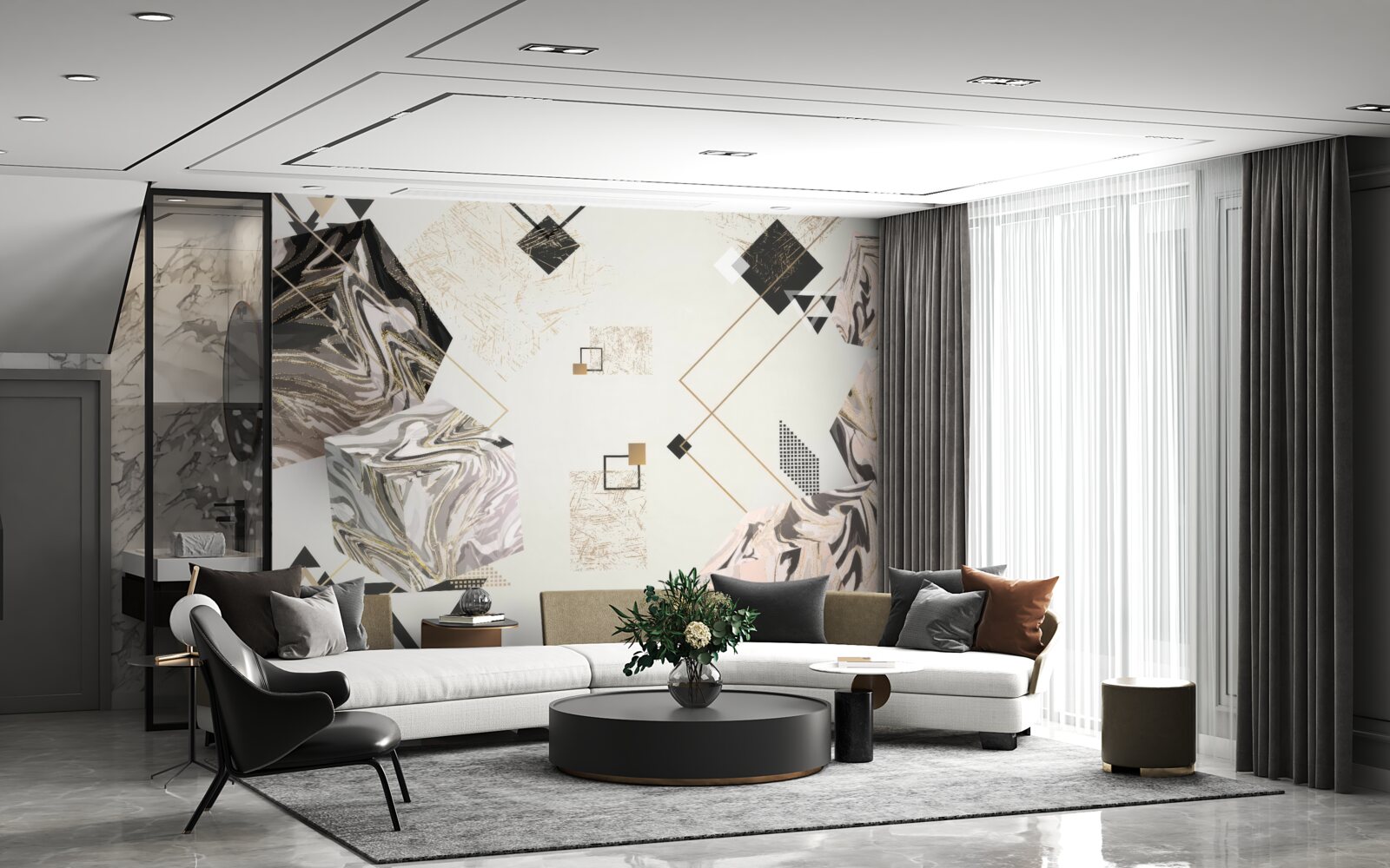 Fototapet cuburi cu dungi cu efect 3d