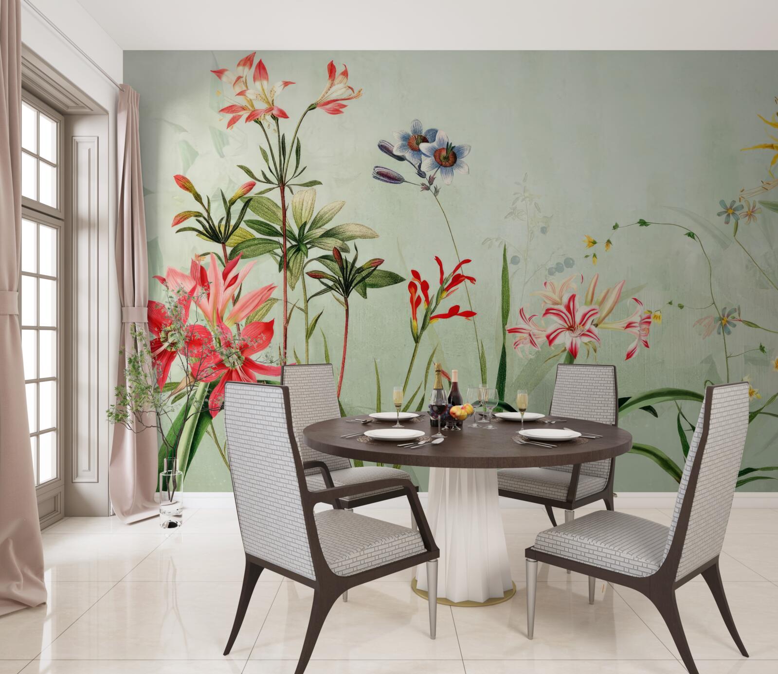 Fototapet ceața a învăluit florile