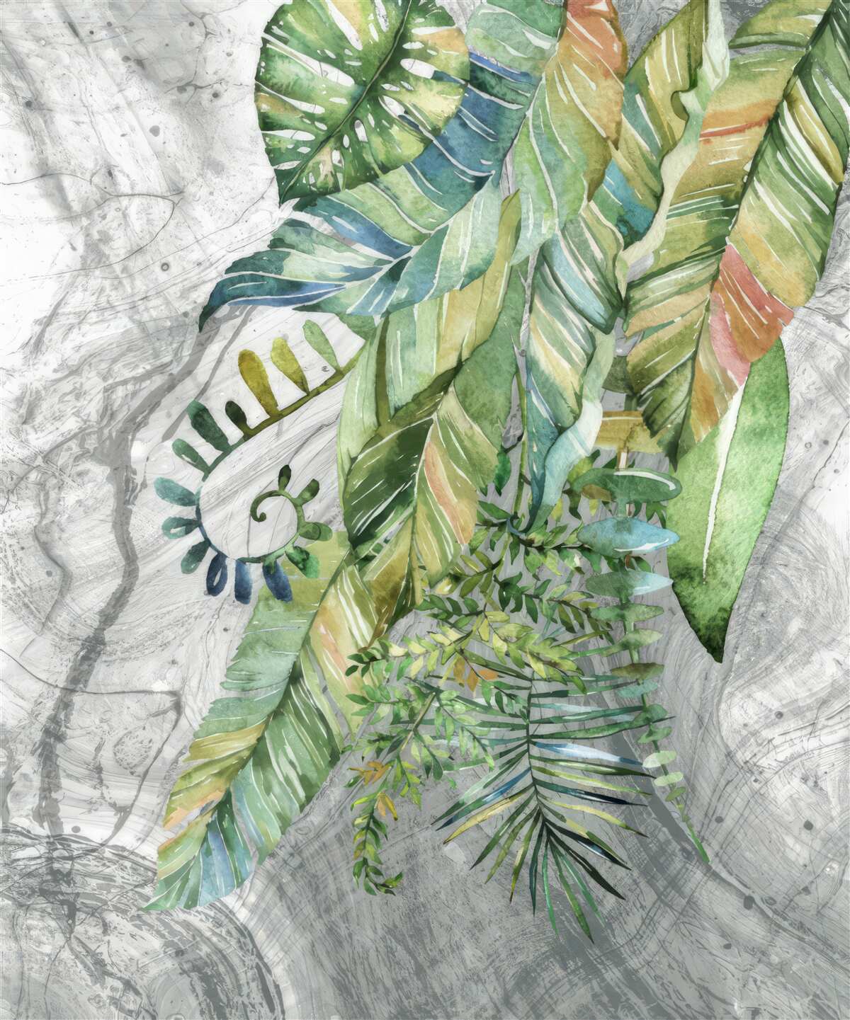 Fototapet frunze de diferite tipuri pe un fundal gri