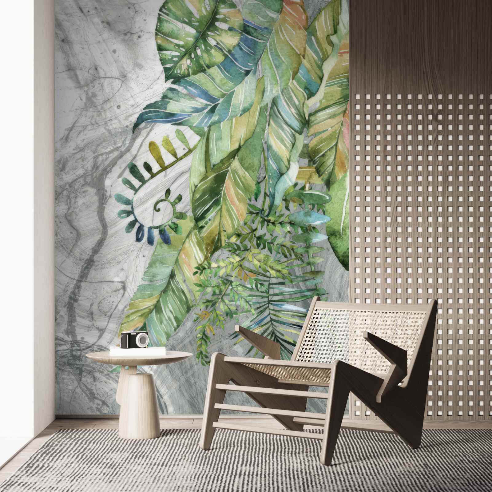 Fototapet frunze de diferite tipuri pe un fundal gri