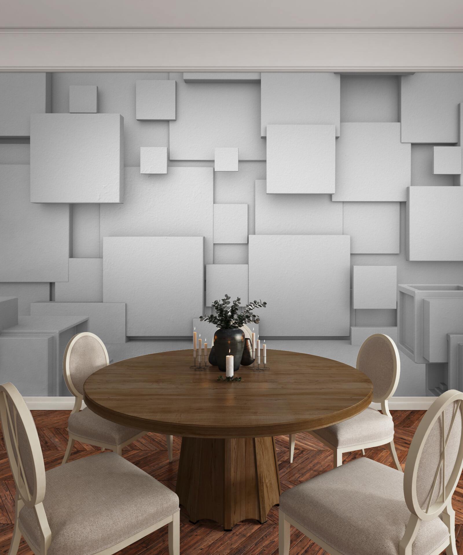 Fototapet pătrate volumetrice albe