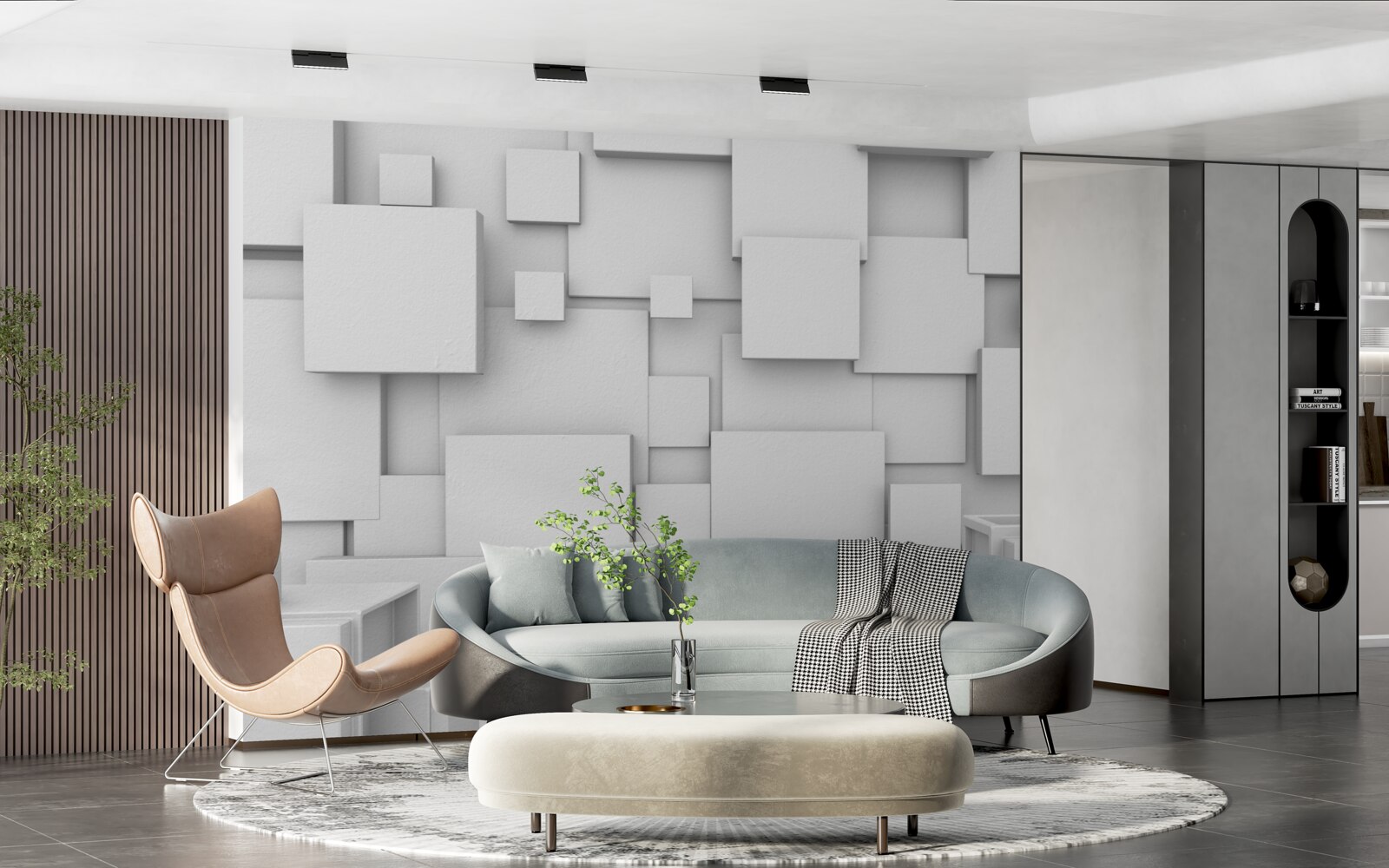 Fototapet pătrate volumetrice albe