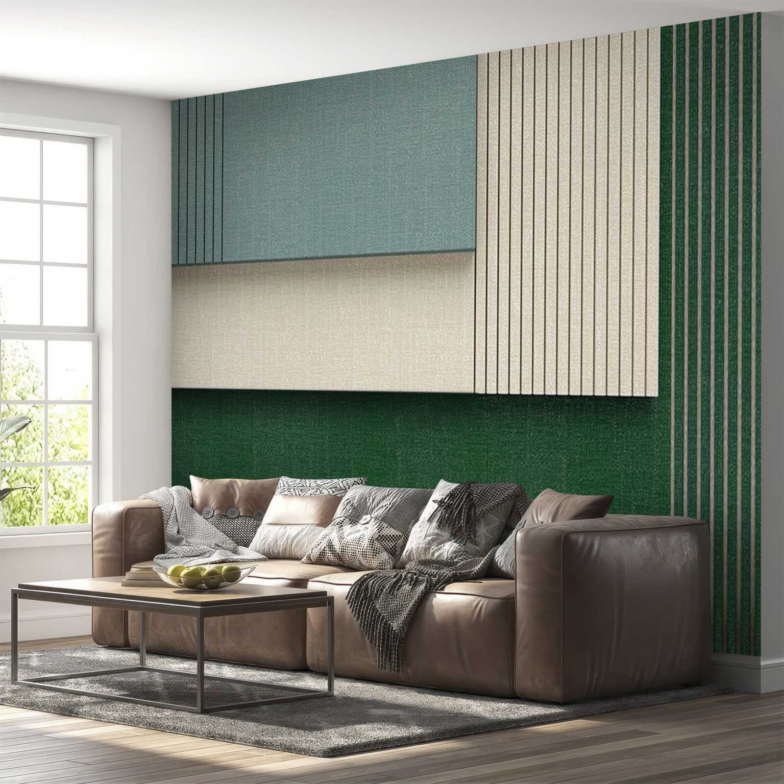 Fototapet pătrate în albastru, bej și verde